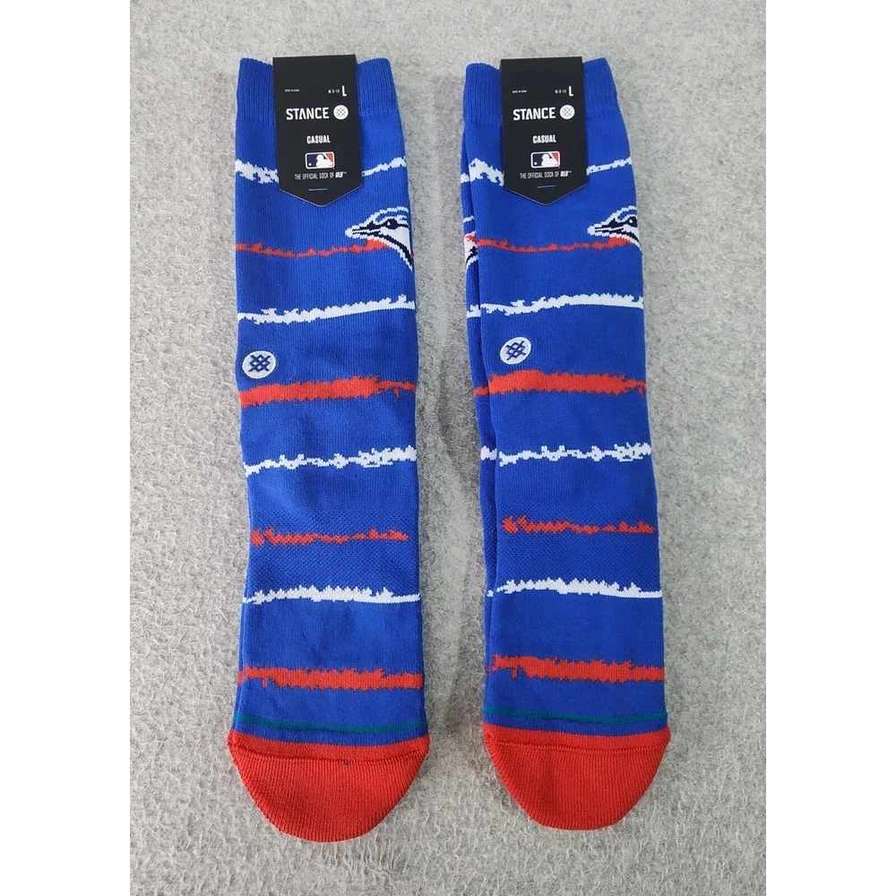 Lot Of 2 Toronto Blue Jays Chalk Crew Socks Mens L 9-13 Black/Blue Stance Casual